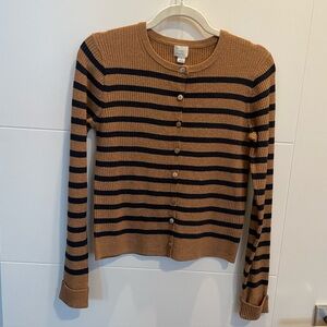🌟A NEW DAY🌟Striped Brown and Navy Cardigan, Small
